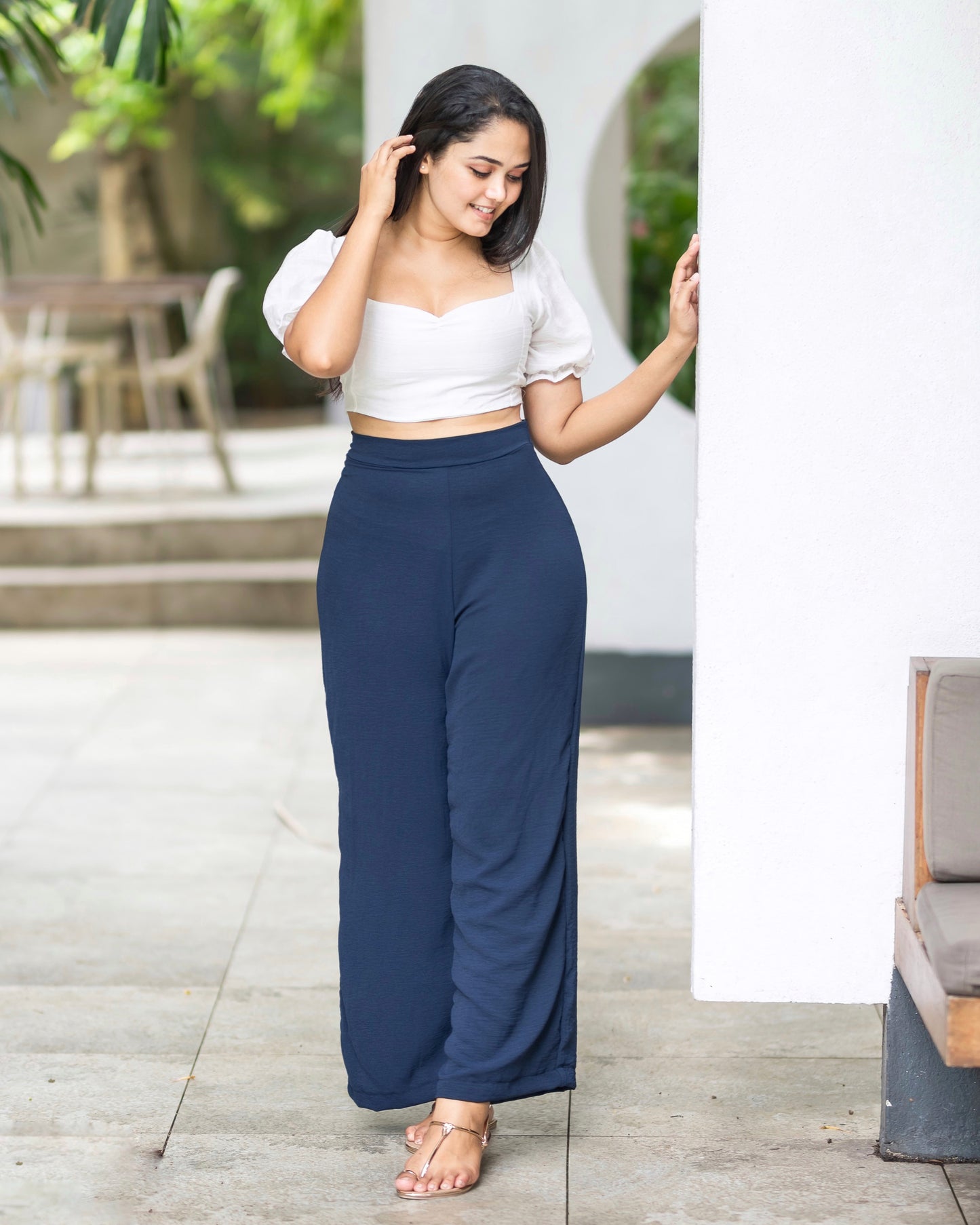 Blue wide leg pant