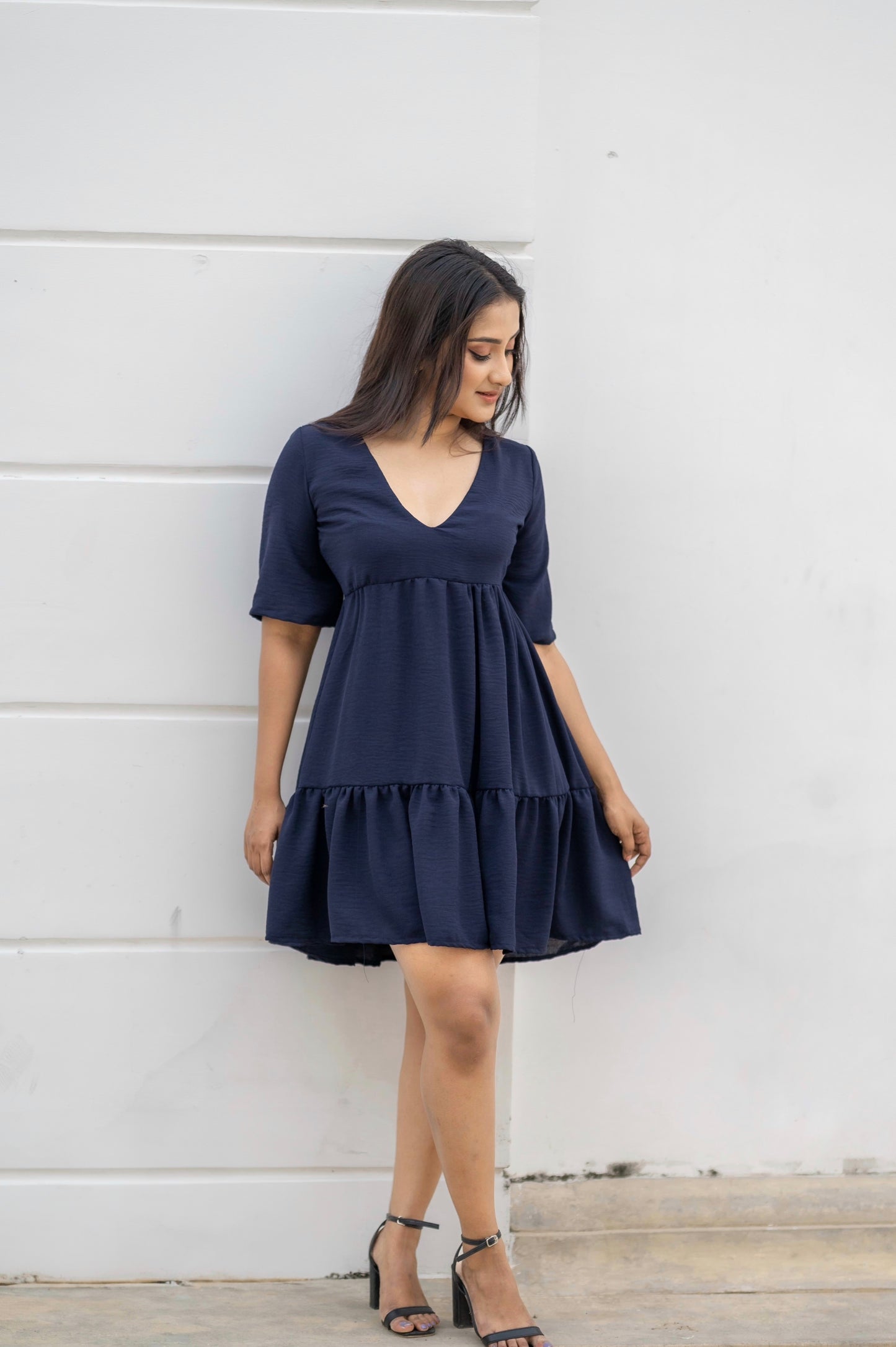 Blue layered short dress