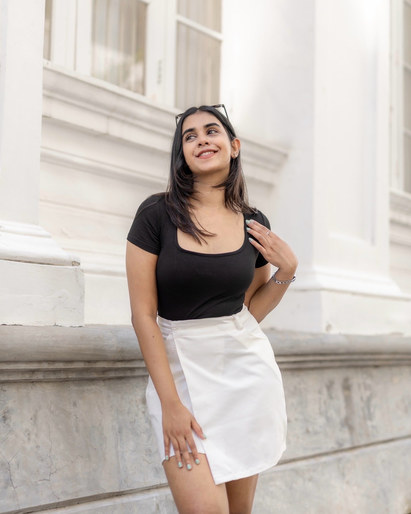 White wrap short skirt