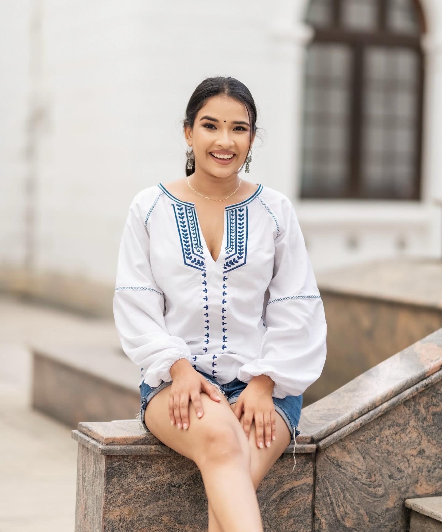 White embroidered top