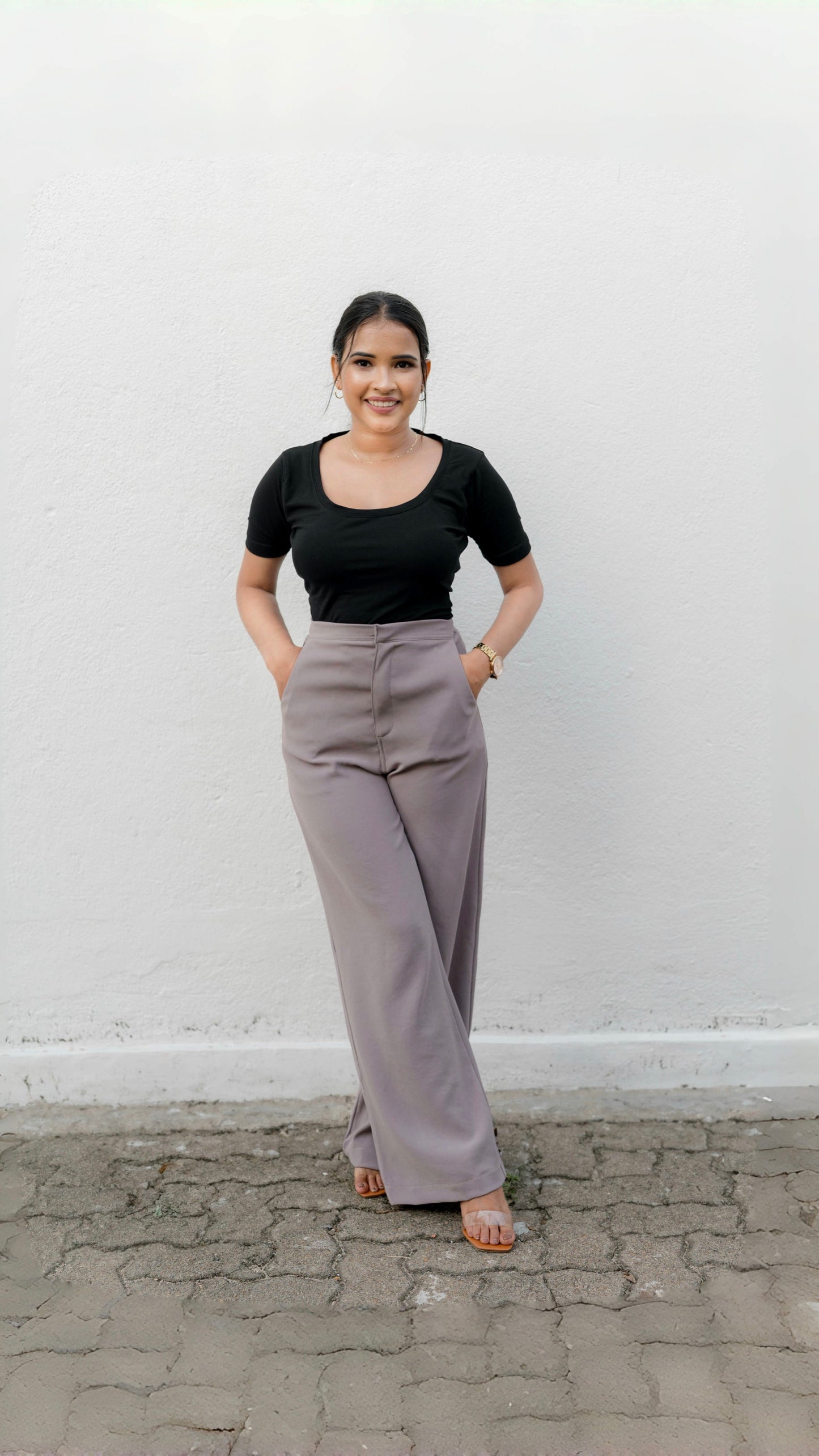 Grey wide leg pant