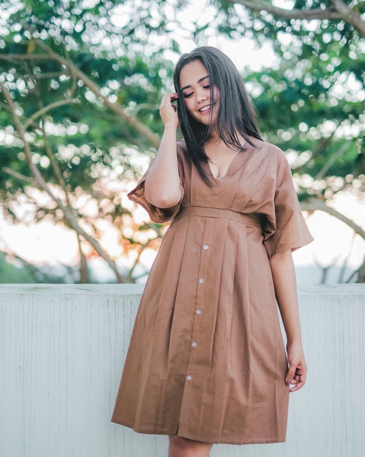 Poppy brown midi dress