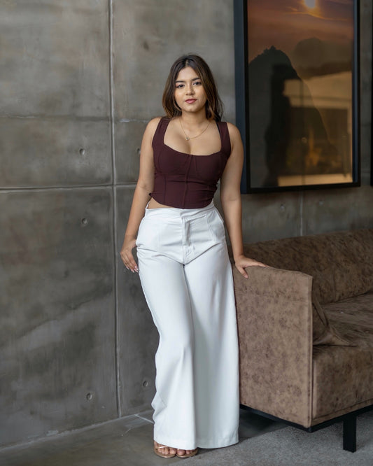 White wide leg pant