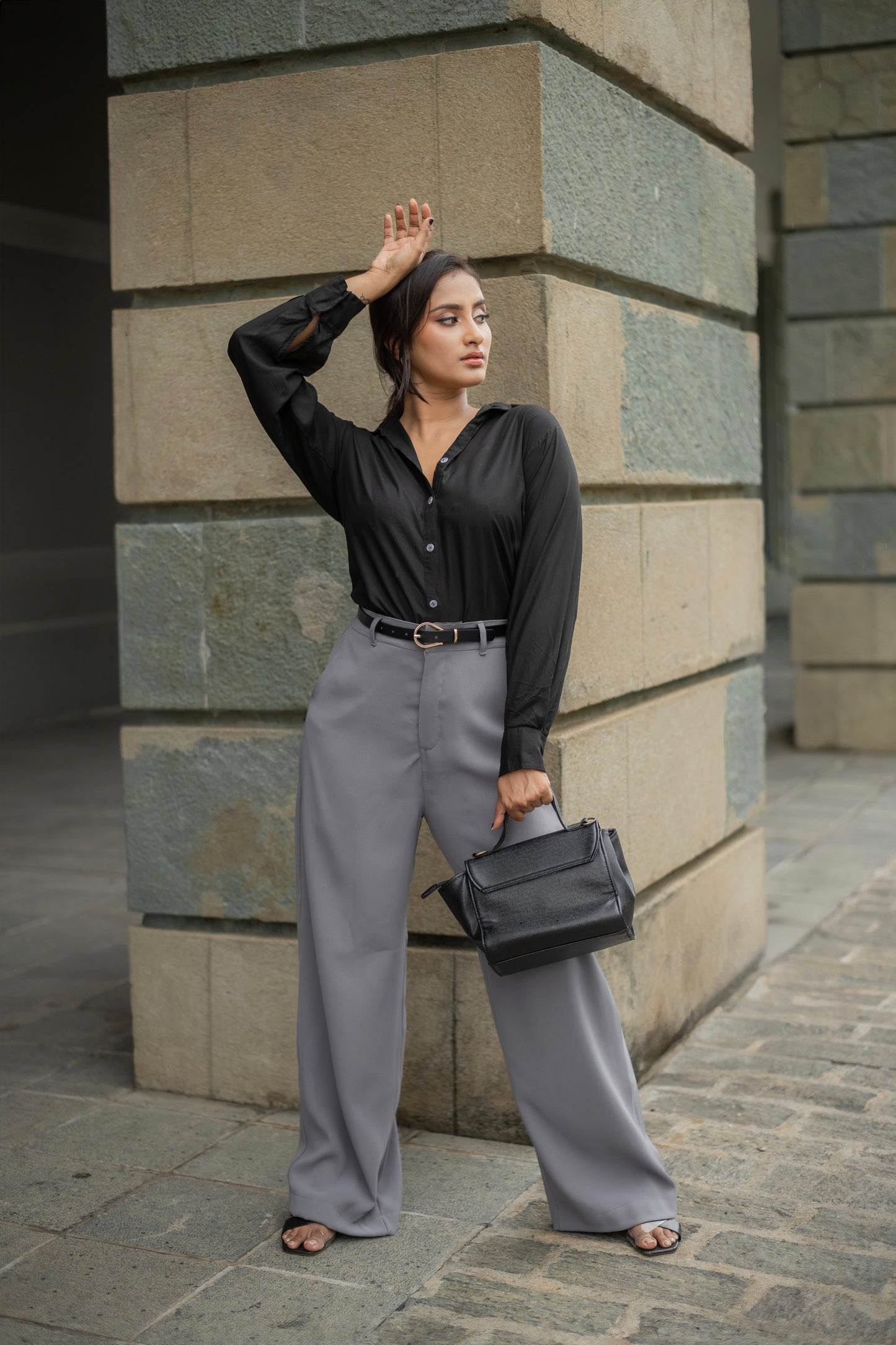 Grey wide leg pant