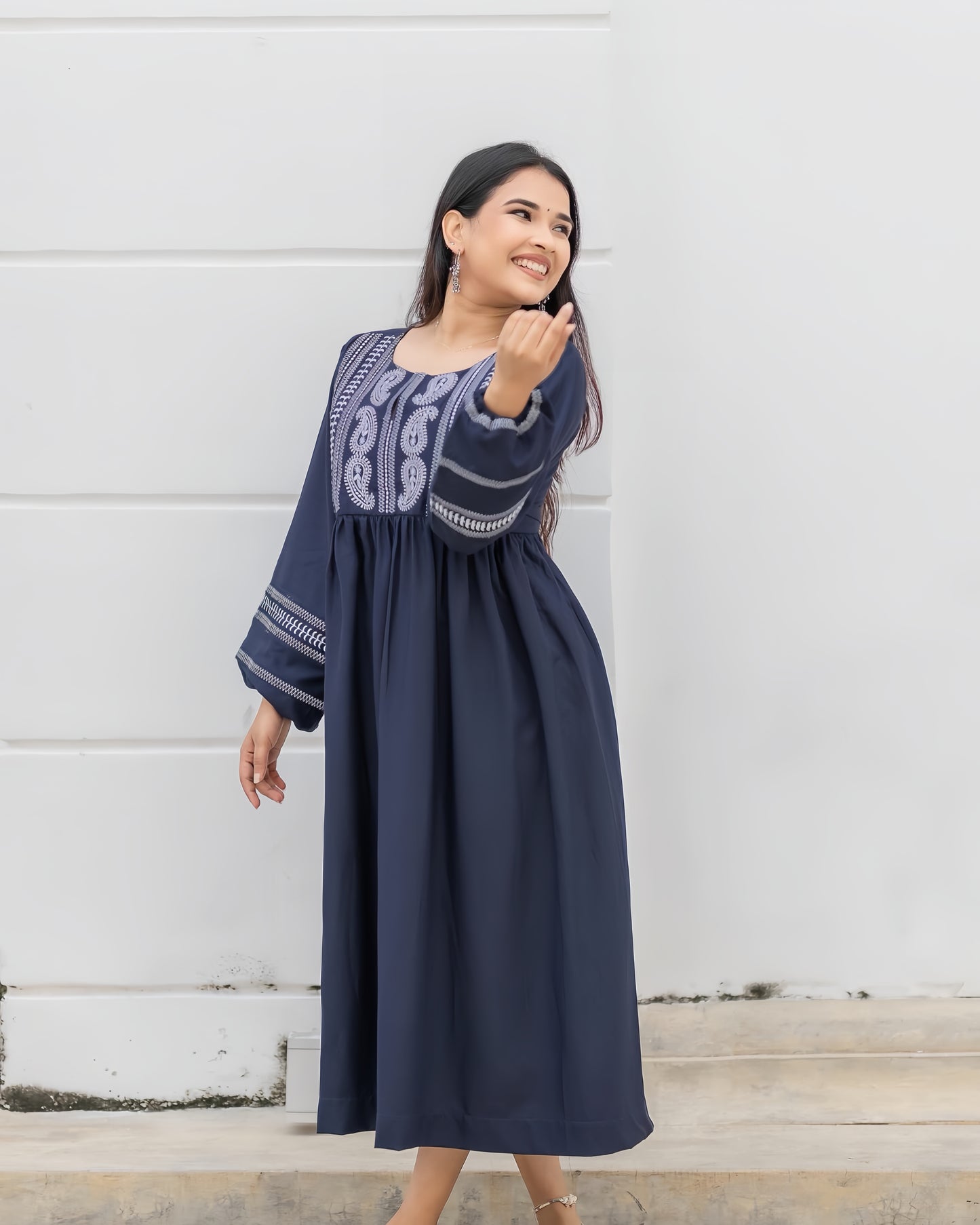 Blue embroidered maxi new