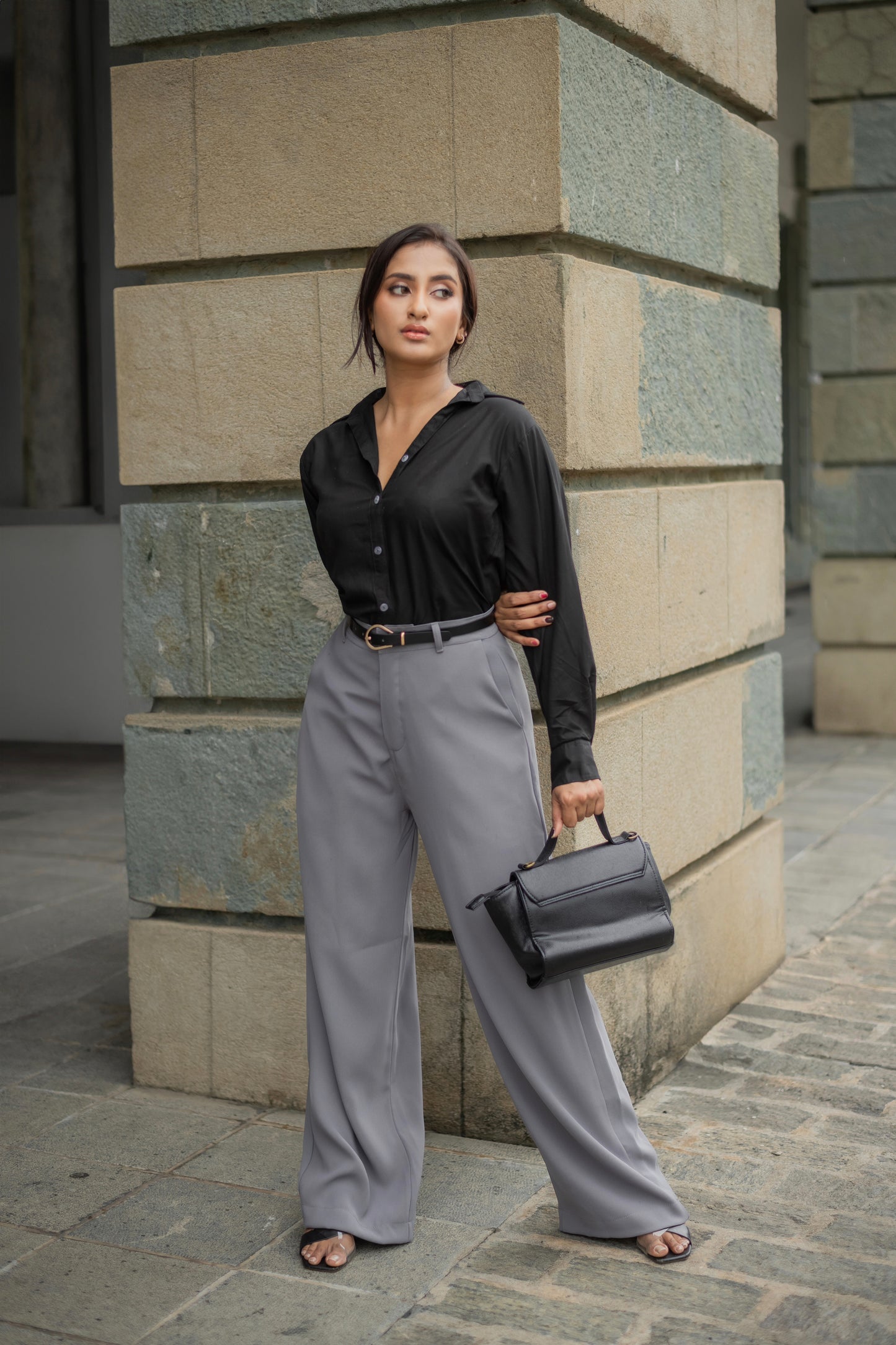 Grey wide leg pant