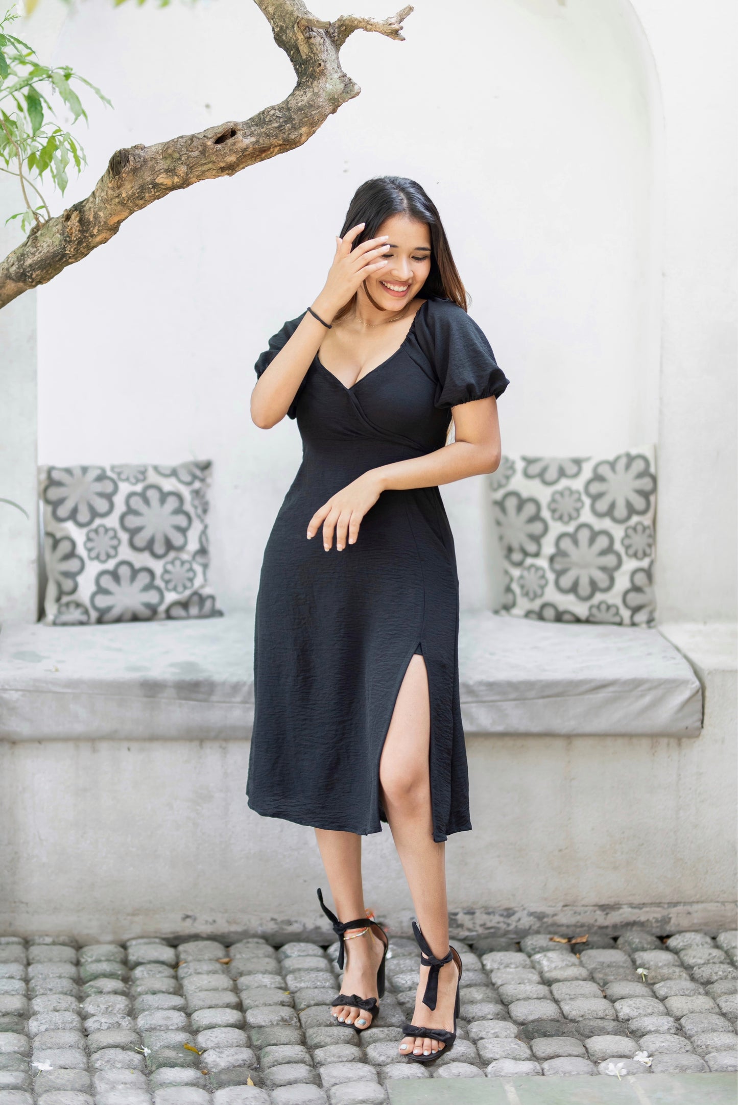 Black midi dress