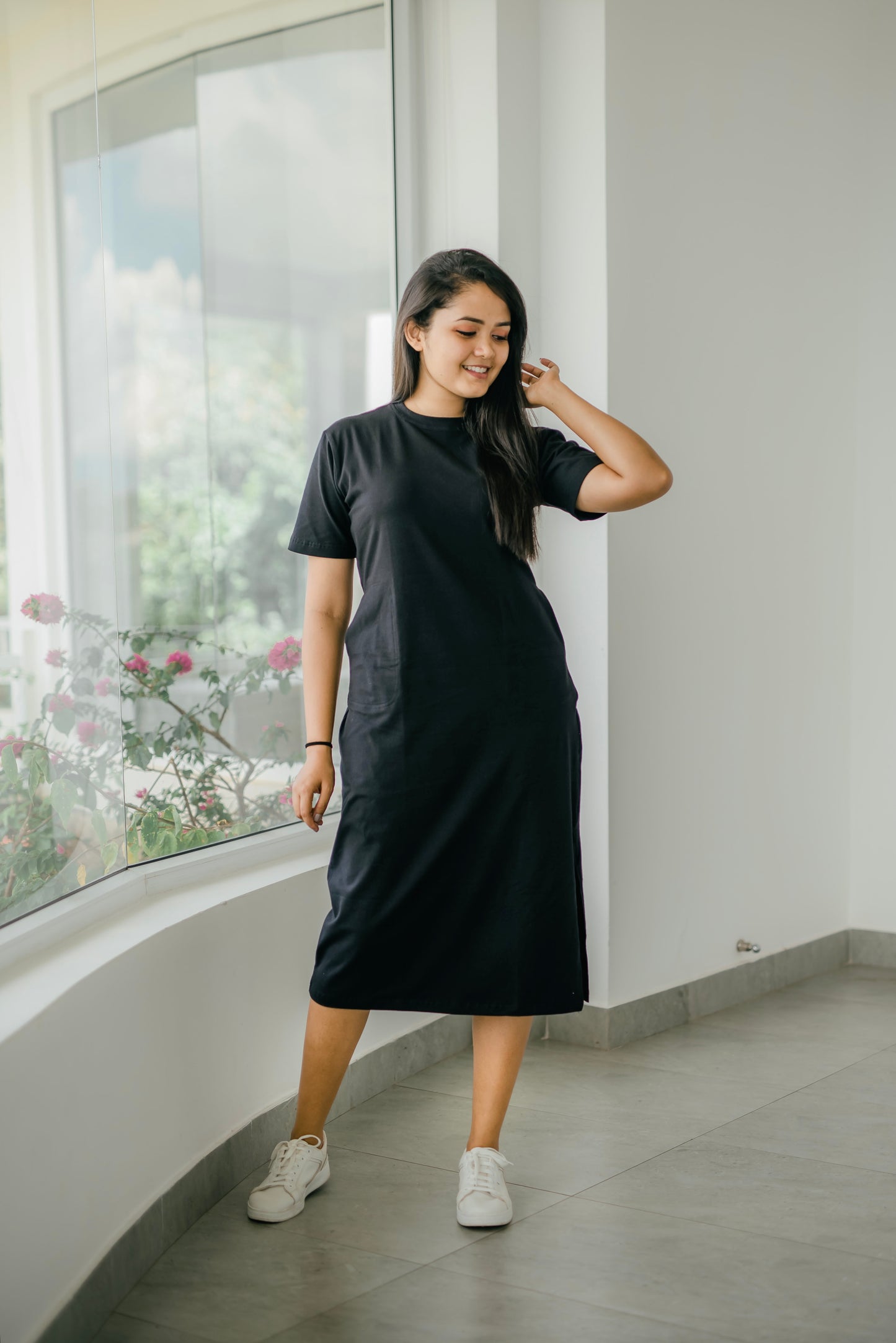 black T shirt dress