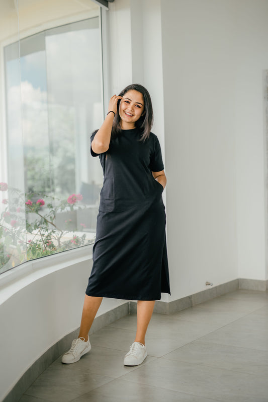 black T shirt dress