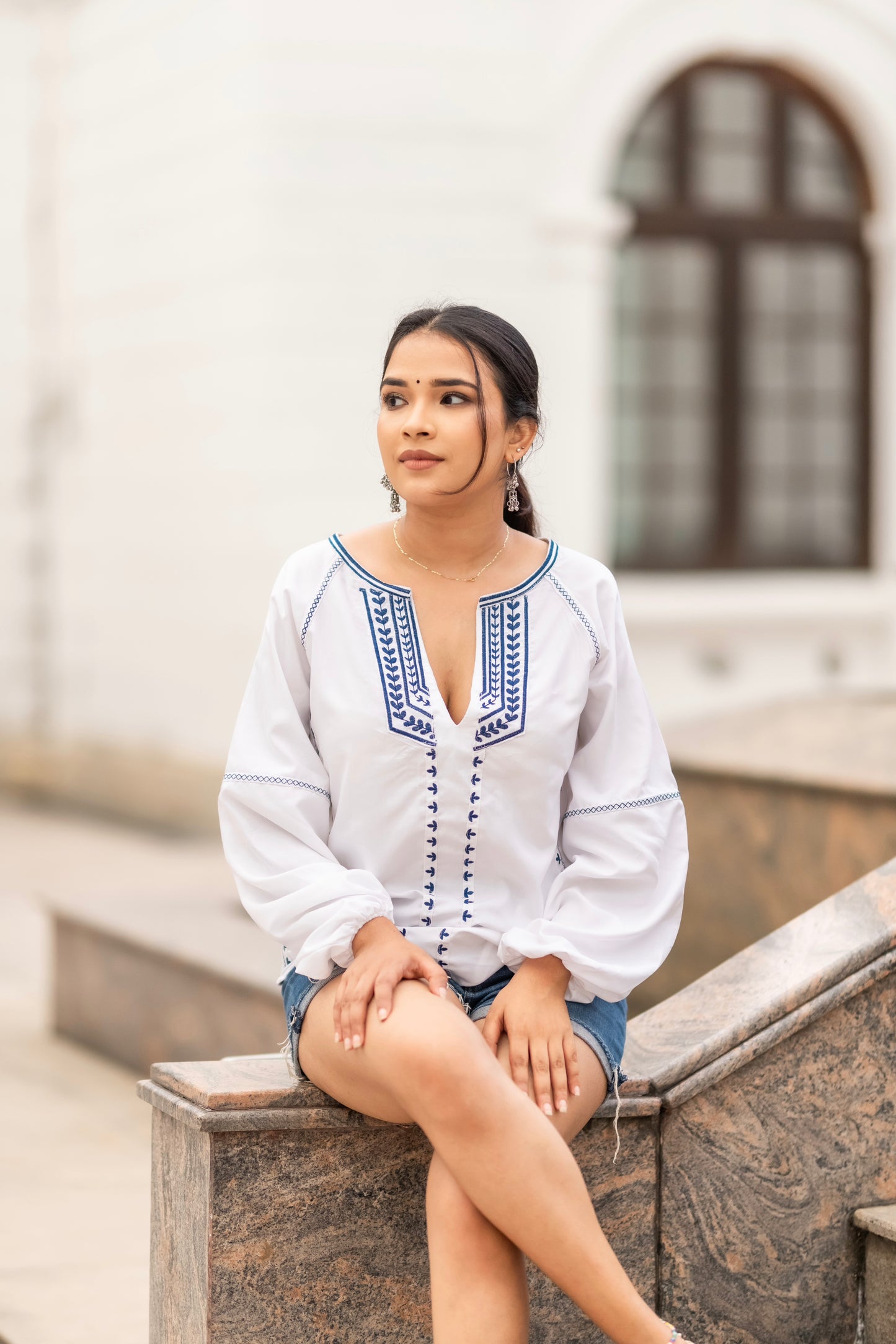 White embroidered top