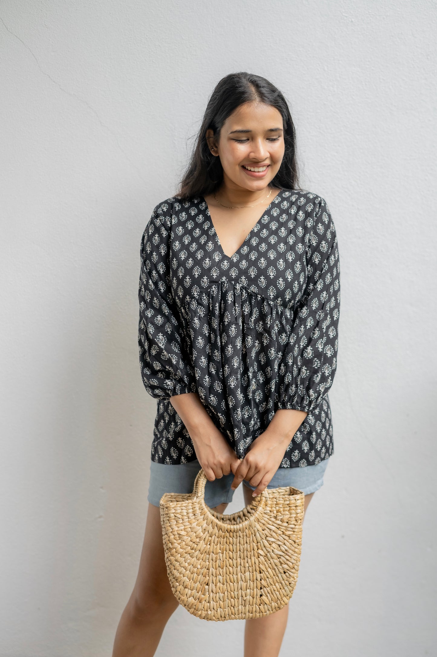 Black printed top