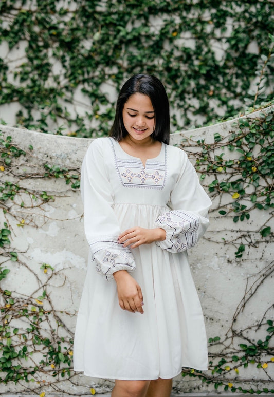 Embroidered white dress new