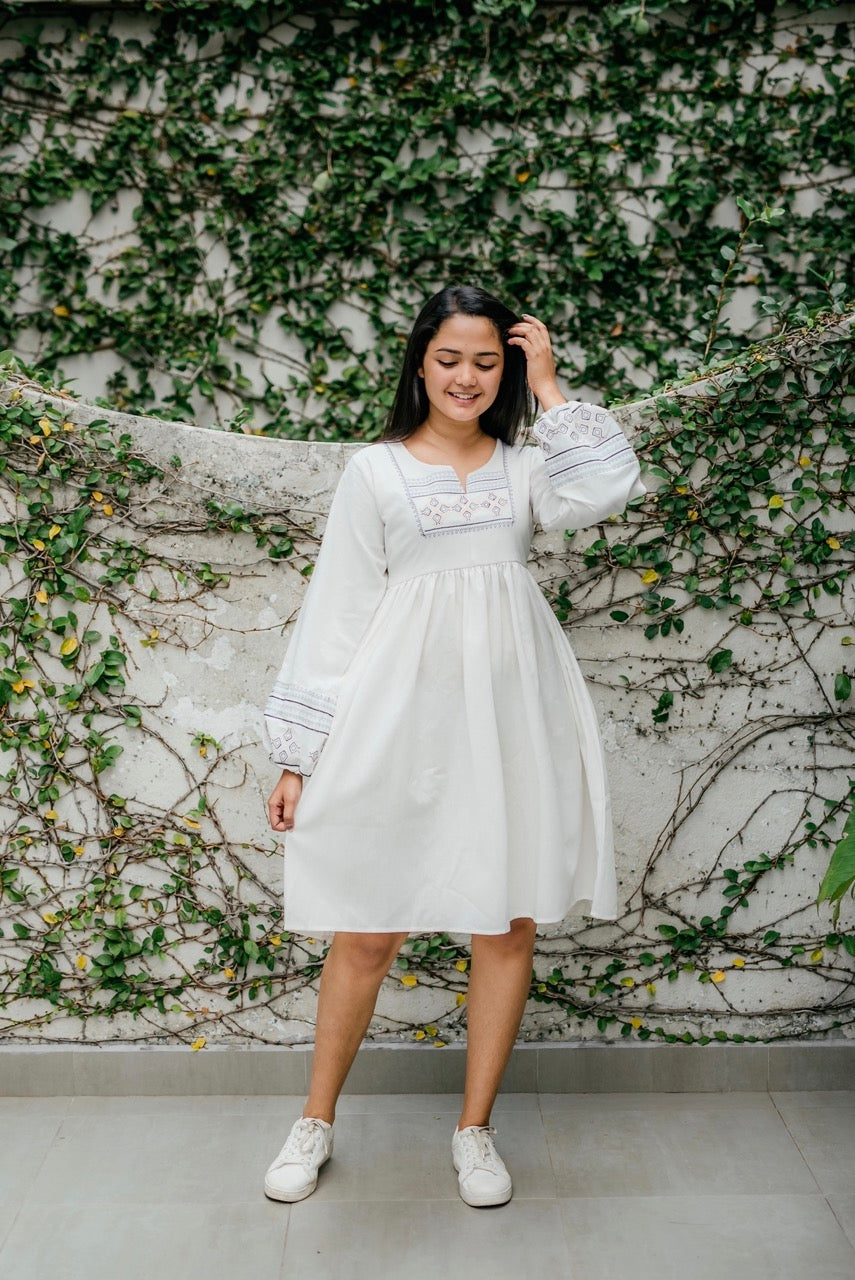 Embroidered white dress new