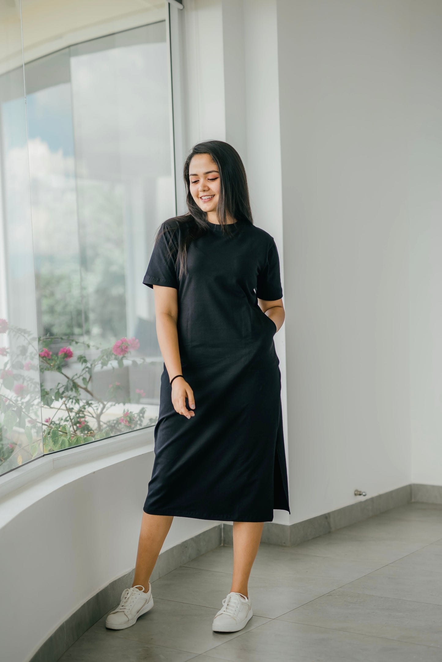 black T shirt dress