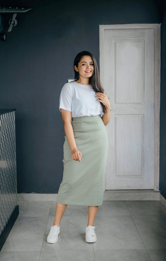 Green Rib skirt & Tee