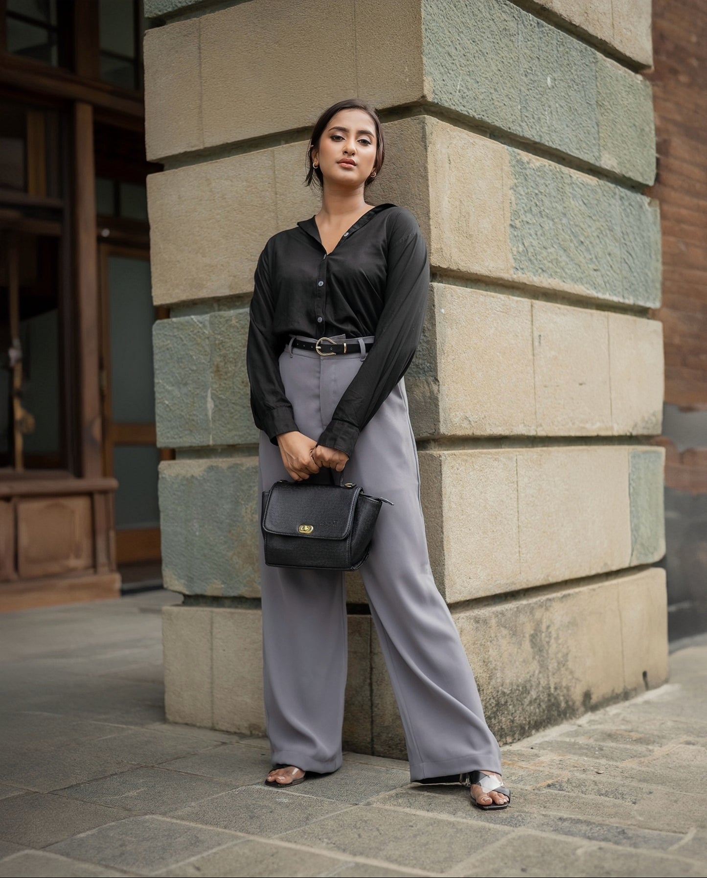 Grey wide leg pant