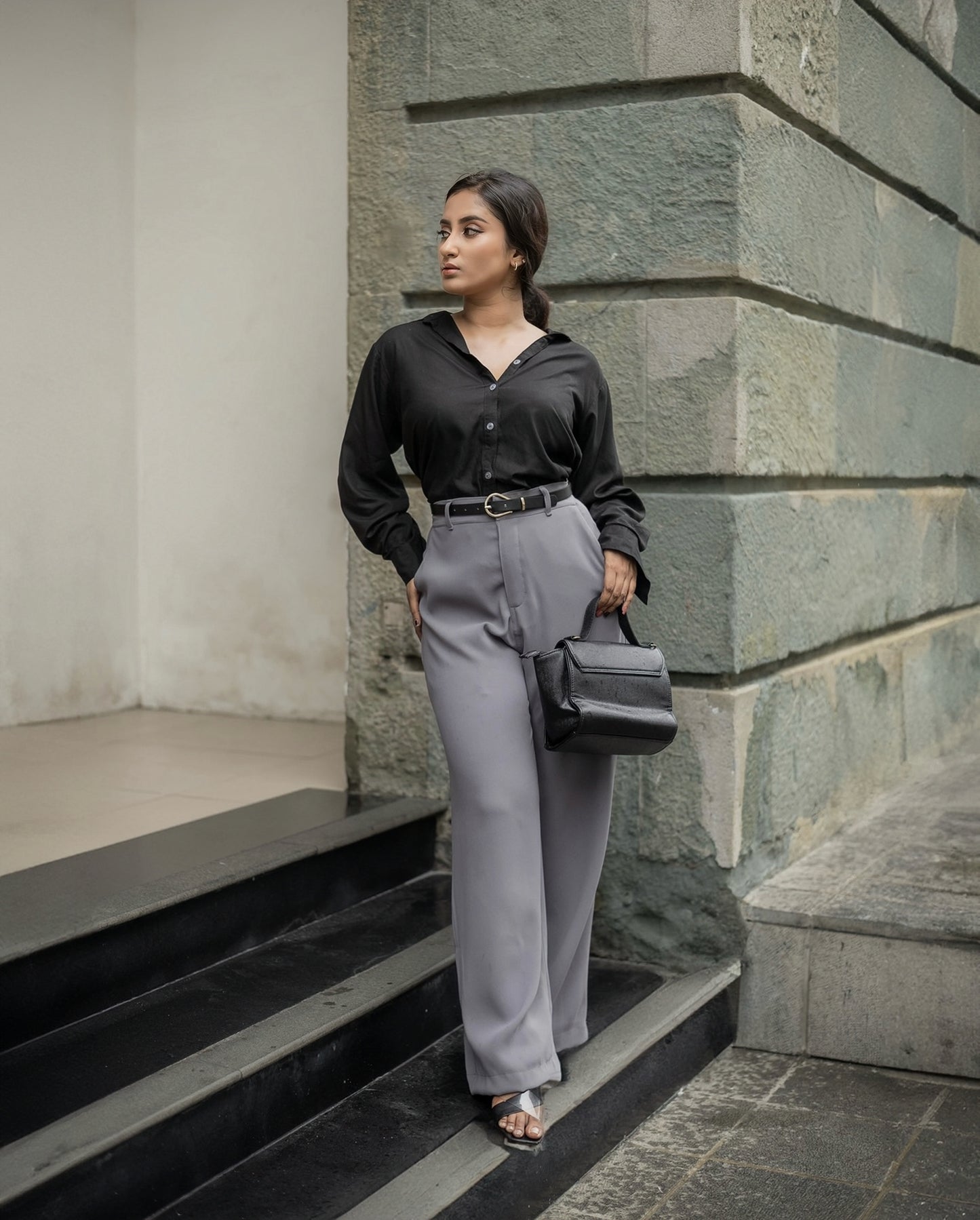 Grey wide leg pant