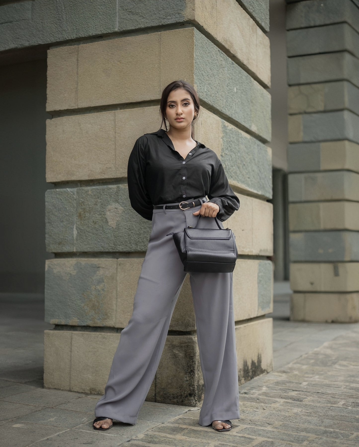 Grey wide leg pant