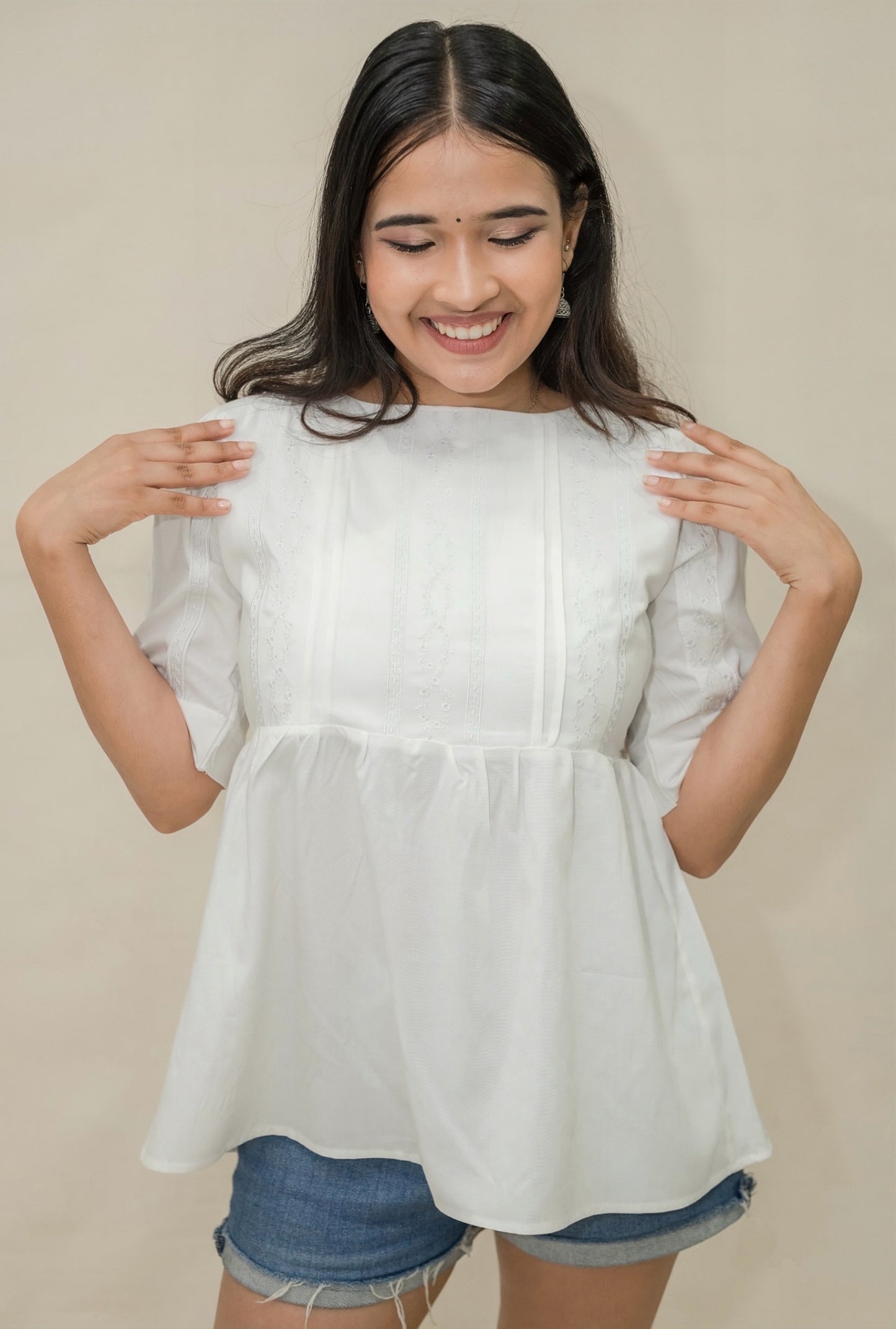 White embroidered top