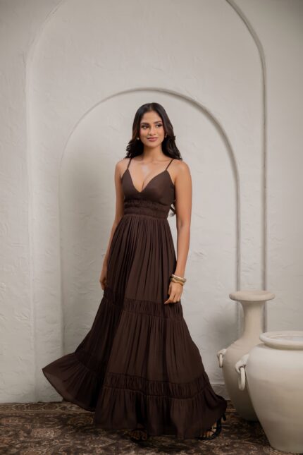 Noelle brown strap maxi